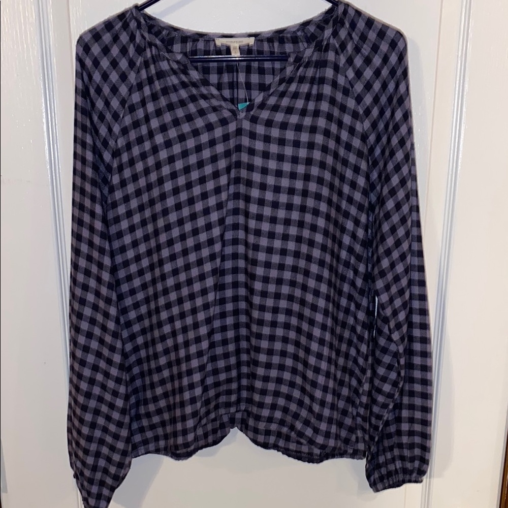 Maurices Black and Purple Blouse Relaxed Fit, large, NWT